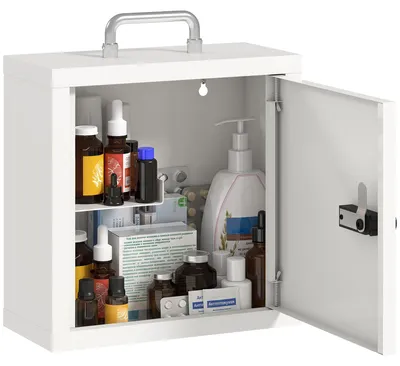 Produktbild von HOMCOM Medizinschrank, abschließbarer Medikamentenschrank mit Griff, 2 Ebenen
