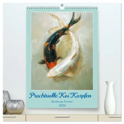 Produktbild von Prachtvolle Koi Karpfen Zierde aus Fernost (hochwertiger Premium Wandkalender 2026 DIN A2 hoch), Kunstdruck in Hochglanz