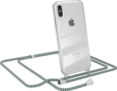 Produktbild von EAZY CASE Handykette kompatibel mit Apple iPhone XS Max, Handyhülle mit Umhängeband, Handykordel, Schutzhülle Clear, Band in Grün