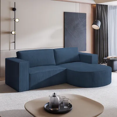 Produktbild von Masseno Ecksofa SORELA P R-S mit Schlaffunktion L-Form, Sofa mit Bettkasten, Wohnzimmersofa, Couch, Soffa, Bettsofa, Couchgarnitur- Blau, POSO 05
