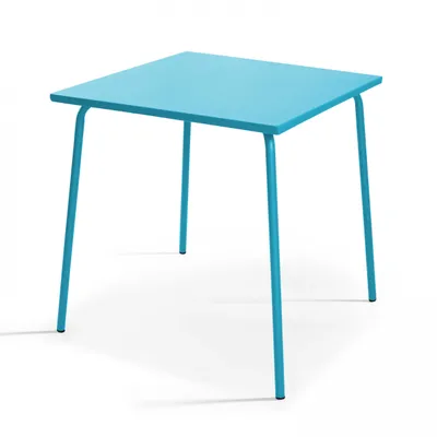 Produktbild von Quadratischer Gartentisch aus Metall Blau - Oviala Palavas