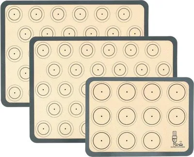 Produktbild von Silikon Backmatte Antihaft, 3-teilig, Grau, Backen