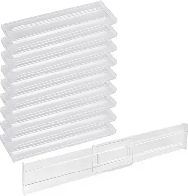 Produktbild von Schubladentrenner 27,5-52 x 8 cm, 10 Stück, PS-Kunststoff, transparent, für Küche