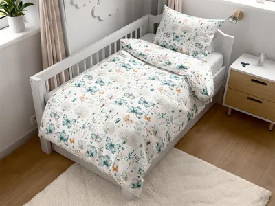 Obrázok produktu pre Krepové obliečky do postieľky Renforcé ELIVINE biele 45x65 + 90x140