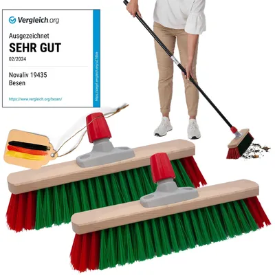 Produktbild von Novaliv Gartenbesen Elaston 40 cm 2er Set Besenkopf Elaston Borsten Ideal als Besen draußen Straßenbesen harte borsten Terassenbesen Hofbesen Stallbesen Kehrbesen Industriebesen Outdoor broom