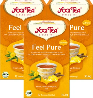 Produktbild von 3 x  YOGI TEA Feel Pure Zitrone | 3 x 30,6g