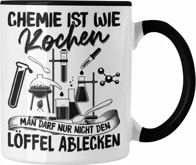 Produktbild von Trendation - Chemie Ist Wie Kochen Tasse Geschenk für Chemiker Student Lustiger Spruch (Schwarz)