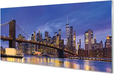 Produktbild von Glasbilder 100x50 Wandkunst Brücke Sonnenuntergang Panorama