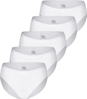 Produktbild von Nina von C. 5er Pack Basic Midi Slip Pflegeleicht und formbeständig für alltäglichen Tragekomfort, Schmaler Glanzgummi am Beinabschluss für eleganten Look, Sorgfältige Verarbeitung ohne Seitennähte für hohen Komfort weiß 38