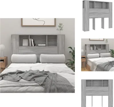 Immagine prodotto di vidaXL Testiera con ripiani Grigio Sonoma 120x18,5x104,5 cm - Testate e piedi