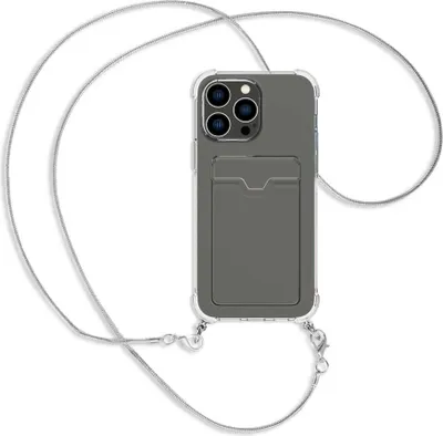 Produktbild von Handykette Backcover-Schutzhülle mit Band (Metall silberfarben) für Apple iPhone 14 Pro Max (6.7'') - silberfarbene Snake-Kette