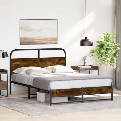 Produktbild von vidaXL Bettgestell ohne Matratze 120x200 cm Räuchereiche Holzwerkstoff