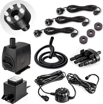 Produktbild von CLGarden Set Springbrunnen Pumpe SP3-SL mit drei Beleuchtungs Ringe und automatischer Lichtsteuerung