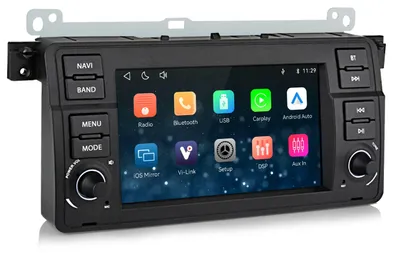 Immagine prodotto di Autoradio da 7 pollici per BMW E46 (1998-2006), sistema operativo Linux, compatibile con CarPlay e Android Auto, con Bluetooth, Wi-Fi e RDS. Telecamera opzionale. Vi Link