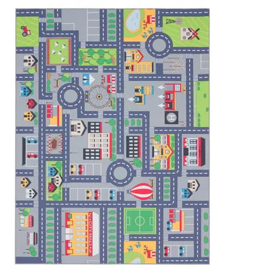 Produktbild von TT Home Spielteppich Kinderzimmer Teppich Kinderteppich Auto Straßen Muster, In Grau Größe 80x150 cm