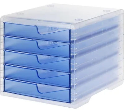 Obrázek produktu pro styro 275-8430.26224 Schubladenbox styroswingbox light cornflower DIN C4 mit 5 Schubladen