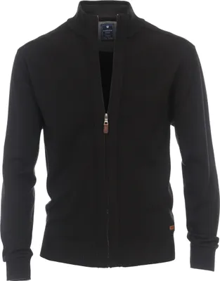 Produktbild von REDMOND Casual Herren Strickjacke Stehkragen Zipper Regular-Fit Schwarz S