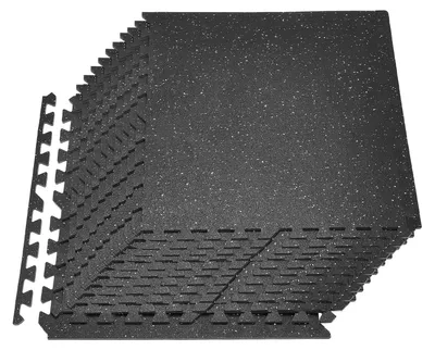 Immagine prodotto di Tappetino puzzle Tappetino protettivo - Tappetino fitness/sportivo Set da 24 pezzi - Dimensioni 61 x 61 cm per tappetino, spessore 1 cm - Schiuma EVA ad alta densità, incastrabile - Nero con puntini bianchi