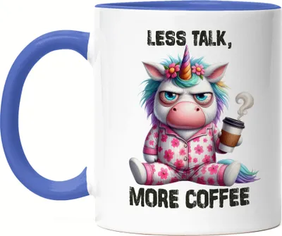 Produktbild von Less Talk More Coffee Lustiges Einhorn Tasse Blau Kaffee Spruch Morgenmuffel Geschenkidee