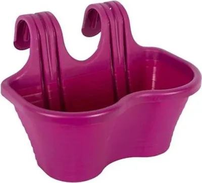 Produktbild von 2 Stück Balkonblumentöpfe fuchsia 6,5L rechteckige Pflanzenkästen mit Haken für Kräutergarten und Blumen