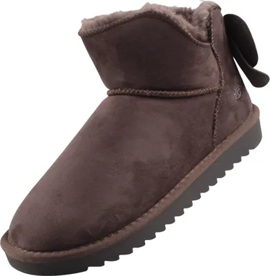 Auf dem Bild ist ein grauer Stiefel zu sehen der von der seitlichen Ansicht präsentiert wird. Der Stiefel hat eine robuste Sohle und eine modische Silhouette.