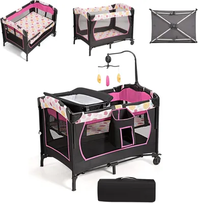 Produktbild von FANTASK 4 in 1 klappbares Reisebett bis 15kg, Mobile Stubenwagen, Beistellbett &