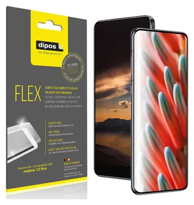 Produktbild von 2x Schutzfolie für realme 12 Pro Folie, 100% Displayabdeckung, dipos Flex