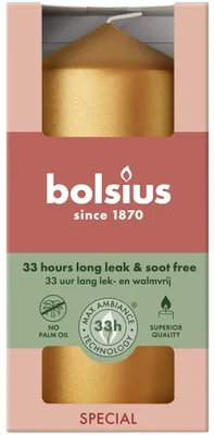 Productafbeelding van Bolsius Stompkaars 120/58 metallic Golden Orange (1 stuk)