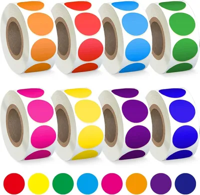 Productafbeelding van 4000 stuks kleurrijke kleefpunten 20 mm - Stipstickers in 8 kleuren voor knutselen en markeren