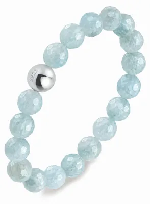 Produktbild von GD GOOD.designs Anti Stress Ring aus Aquamarin Naturstein Perlen für Damen | Elastische Anxiety Rings - Fidget Ringe | Ringgröße 52-60