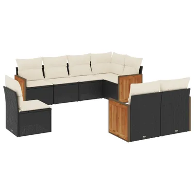 Produktbild von vidaXL 8-tlg. Garten-Sofagarnitur mit Kissen Schwarz Poly Rattan