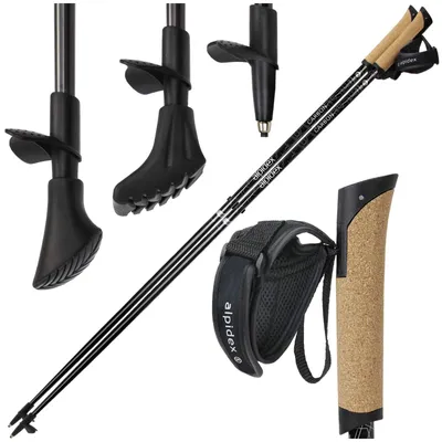 Produktbild von ALPIDEX Superleichter Carbon Nordic Walking Stock - sehr leichte Walking Stöcke, Länge:120 cm