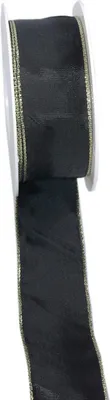 Produktbild von Taftband mit Polyesterkante - schwarz-gold - 40mm - 25m 3331-40-25-16