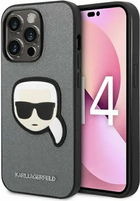 Image de Karl Lagerfeld Klhcp14Xsapkhg Iphone 14 Pro Max 6.7 Silver/Silver Hardcase Saffiano Karl`s Head Patch
