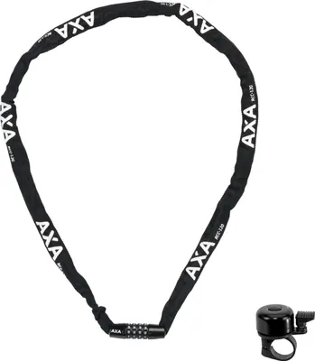 Obrázek produktu pro Axa číselný zámek řetězový zámek Rigid RCC-120 délka 120 cm – průměr 3,5 mm černý včetně zvonku na kolo