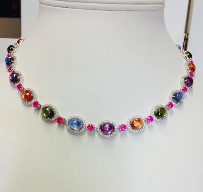 Produktbild von wunderschönes, mehrfarbiges Collier  925/- rh Zirk