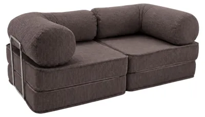Obrázok produktu pre SURB, modulárna sedačka Duo, dvojposchodová rozkladacia sedačka, podlahová sedačka z materiálu POSO-Cord, 200 x 100 cm, hnedá