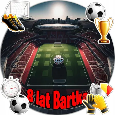Produktbild von Kuchenplakette 20 cm – Fußball-Geburtstagsdekoration + Name 15 cm, 18 cm