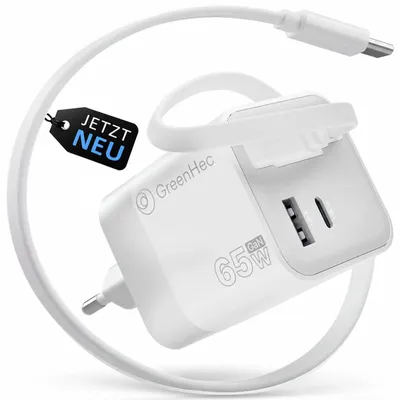 Produktbild von USB-C Ladegerät 65W GaN III, 3 Anschlüsse, ausziehbares Kabel, für MacBook, iPhone, Tablet