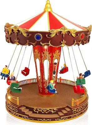 Produktbild von Weihnachts-Karussell mit Bewegung – Musik und Lichter – Schaukelkarussell – Musik-Jahrmarktattraktion – Weihnachtsdekoration für Zuhause