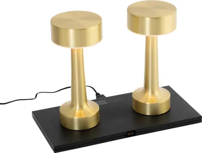 Produktbild von Set mit 2 Goldenen RGBW wiederaufladbaren Tischlampen Isobel