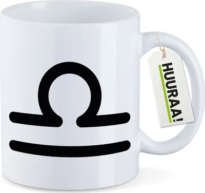Produktbild von Huuraa Kaffeetasse Waage Sternzeichen Zeichen 330ml Weiß Keramik Kaffeebecher Geschenkidee