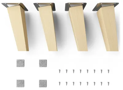 Produktbild von 4x sossai Holzfüße eckig - schräge Ausführung 15cm Buche Naturbelassen