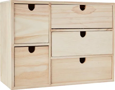 Produktbild von Holzkiste mit Schubladen - beige 35 x 15 x 26 cm Holz braun - großzügige Aufbewahrungsmöglichkeiten
