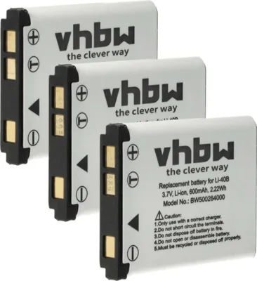 Produktbild von vhbw 3x Akku Ersatz für Pentax D-Li108, D-Li63 für Kamera (600 mAh, 3,7 V, Li-Ion)