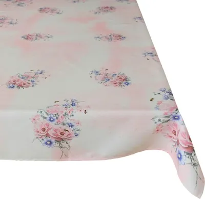 Produktbild von Tischdecke Blüten Pastellfarben rosa bunt bedruckt 130x170 cm