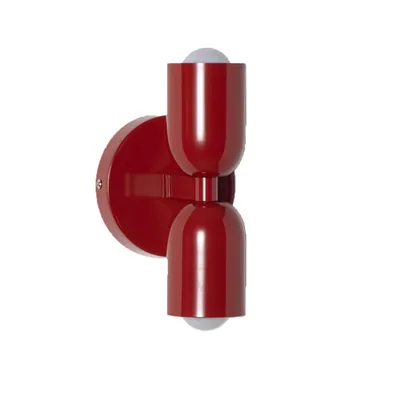 Image de Applique murale TWIN E27 à 2 ampoules, lampe en métal rouge avec éclairage vers le haut et vers le bas, applique murale moderne pour chambre, couloir ou salon
