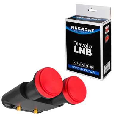 Productafbeelding van LNB Twin Monoblock, 0,1 dB, Megasat Diavolo, geschikt voor 13° en 19° satellietposities