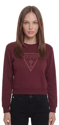 Imagen del producto de GUESS - Sudadera básica para mujer, diseño de triángulo, corte regular, color rojo