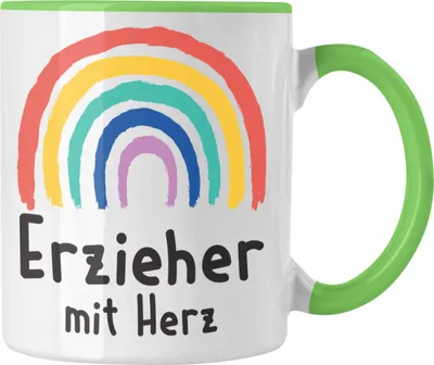 Produktbild von Trendation - Erzieher Tasse Geschenk mit Herz Geschenke Abschiedsgeschenk mit Spruch Kaffeetasse Kindergärtner (Grün)